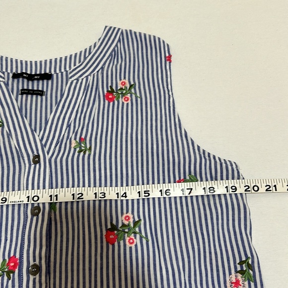 MISS ME WOMEN FLORAL STRIPED BLOUSE SLEEVELESS OVERSIZED Sz MEDIUM - Picture 10 of 11